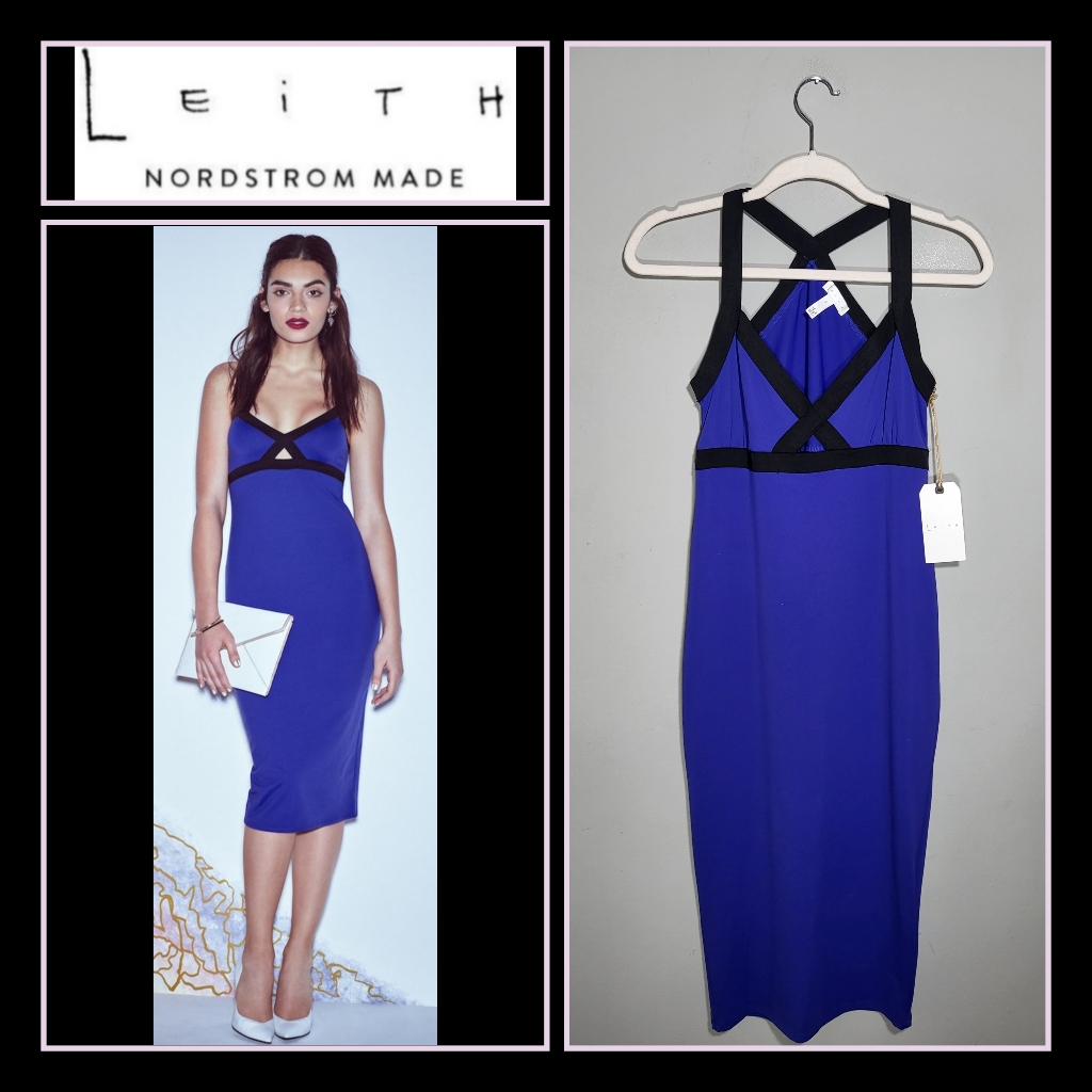 Nwt* Leith Dress | Size S | Strappy Bodycon Midi | Elastic Trim